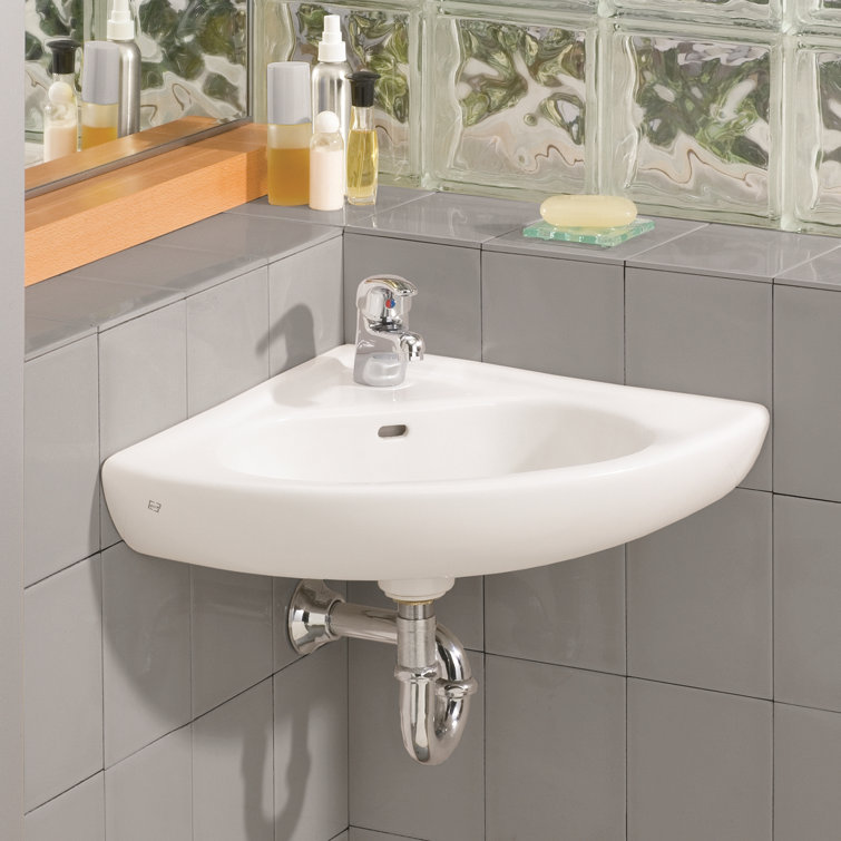 CheviotProducts Vitreous China 23" Corner Bathroom Sink with Overflow